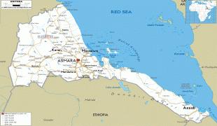 Kaart (cartografie)-Eritrea-Eritrea-road-map.gif