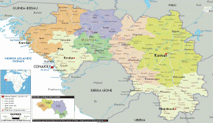 Kaart (cartografie)-Guinee-political-map-of-Guinea.gif