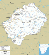 Kaart (cartografie)-Lesotho-Lesotho-road-map.gif