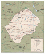 Kaart (cartografie)-Lesotho-detailed_political_and_administrative_map_of_lesotho.jpg