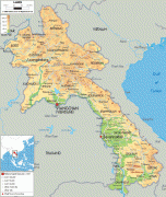 Kaart (cartografie)-Laos-Laos-physical-map.gif