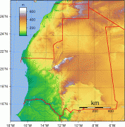 Kaart (cartografie)-Mauritanië-Mauritania_Topography.png