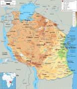 Kaart (cartografie)-Tanzania-Tanzania-physical-map.gif