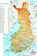 Kaart (cartografie)-Finland-detailed_road_and_physical_map_of_finland.jpg