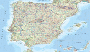 Karte (Kartografie)-Spanien-detailed_physical_map_of_spain.jpg