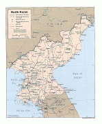 Kaart (cartografie)-Noord-Korea-detailed_administrative_and_road_map_of_north_korea.jpg