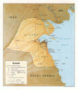 Mapa-Kuvajt (štát)-Kuwait-physical-Map.jpg