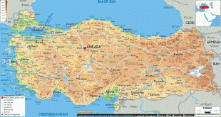 Kaart (cartografie)-Turkije-Turkish-physical-map.gif