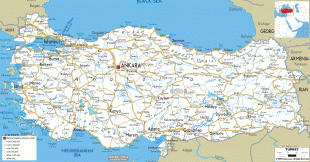 Kaart (cartografie)-Turkije-road-map-of-Turkey.gif