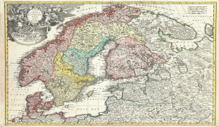 Kaart (cartografie)-Finland-1730_Homann_Map_of_Scandinavia,_Norway,_Sweden,_Denmark,_Finland_and_the_Baltics_-_Geographicus_-_Scandinavia-homann-1730.jpg